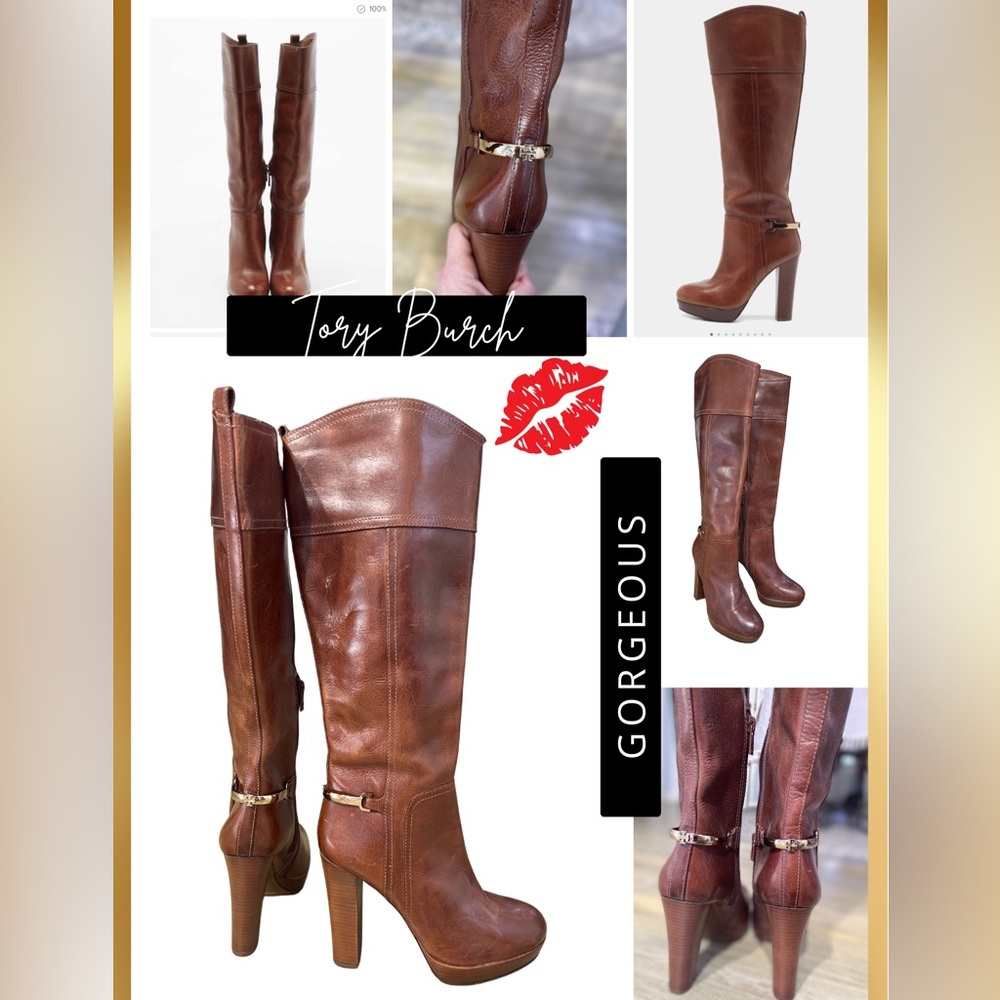 Tory Burch NWOT Brown Leather Platform Boot